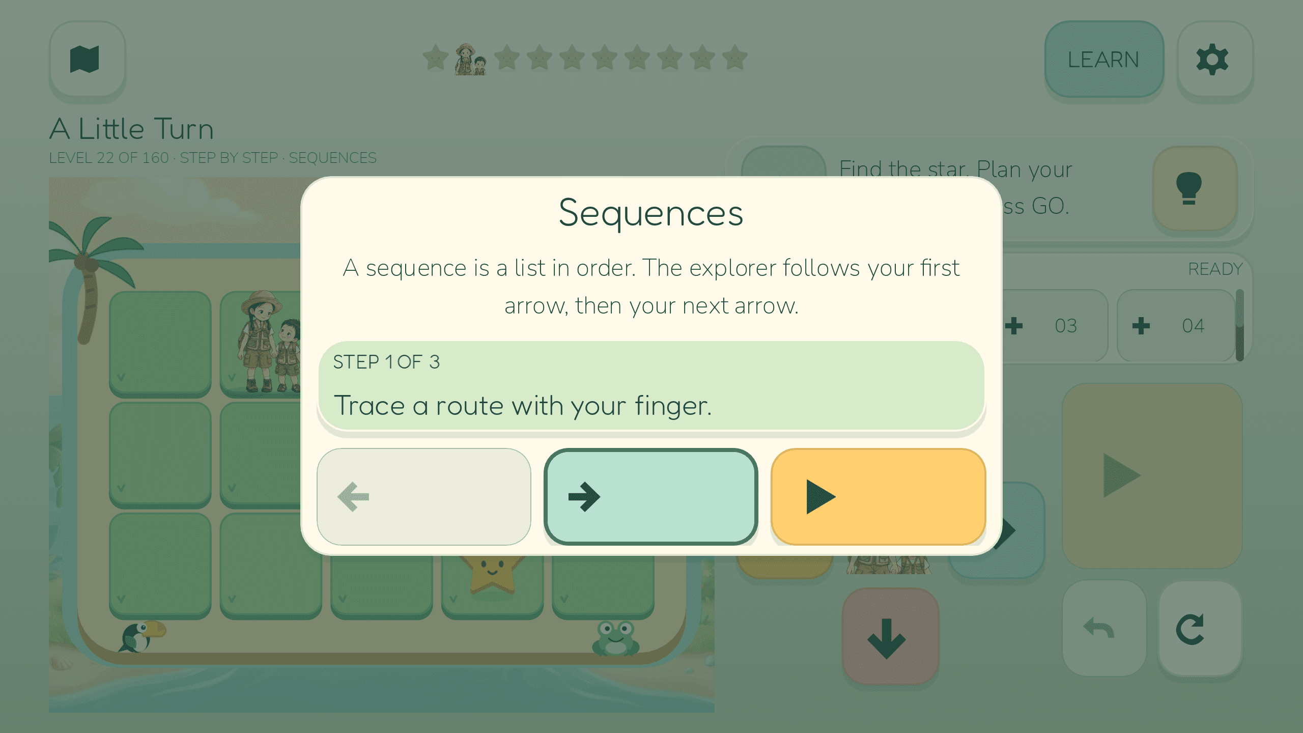 The actual Ateyata Kids game showing a gentle, step-by-step learning card
